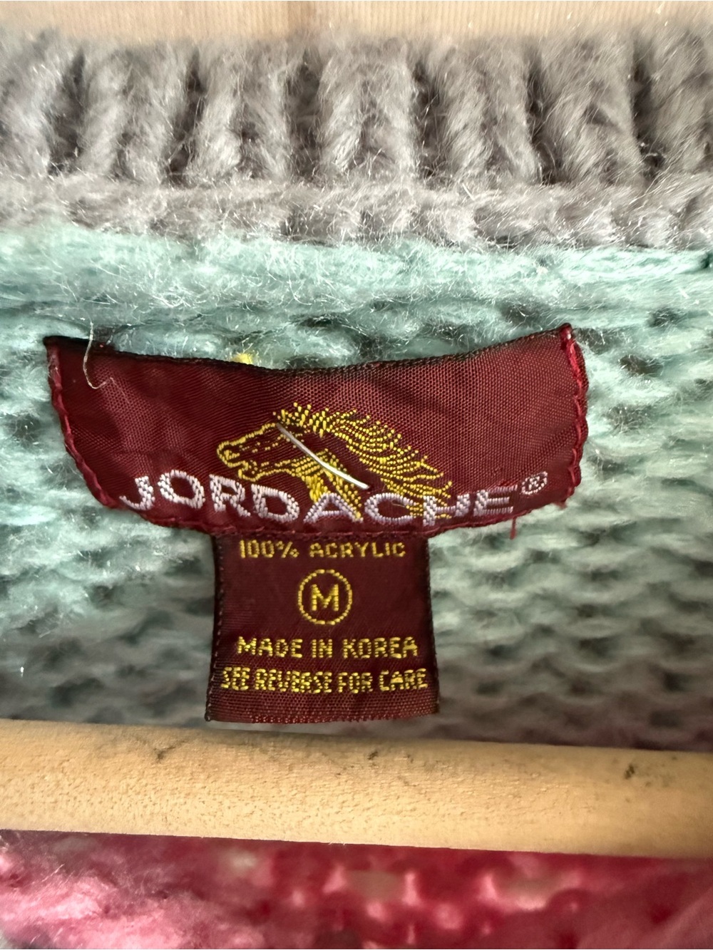 Vintage Jordache Colorblock Knit Sweater - Pink & Aqua - Picture 5 of 5